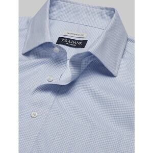 Jos A Bank Traveler Collection Men’s Dress Shirt 17.5 34/35 Blue Long Sleeve